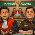 Gambar karikatur ilustrasi persidangan di Mahkamah Agung.